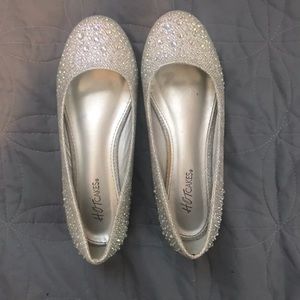 Silver sparkly flats